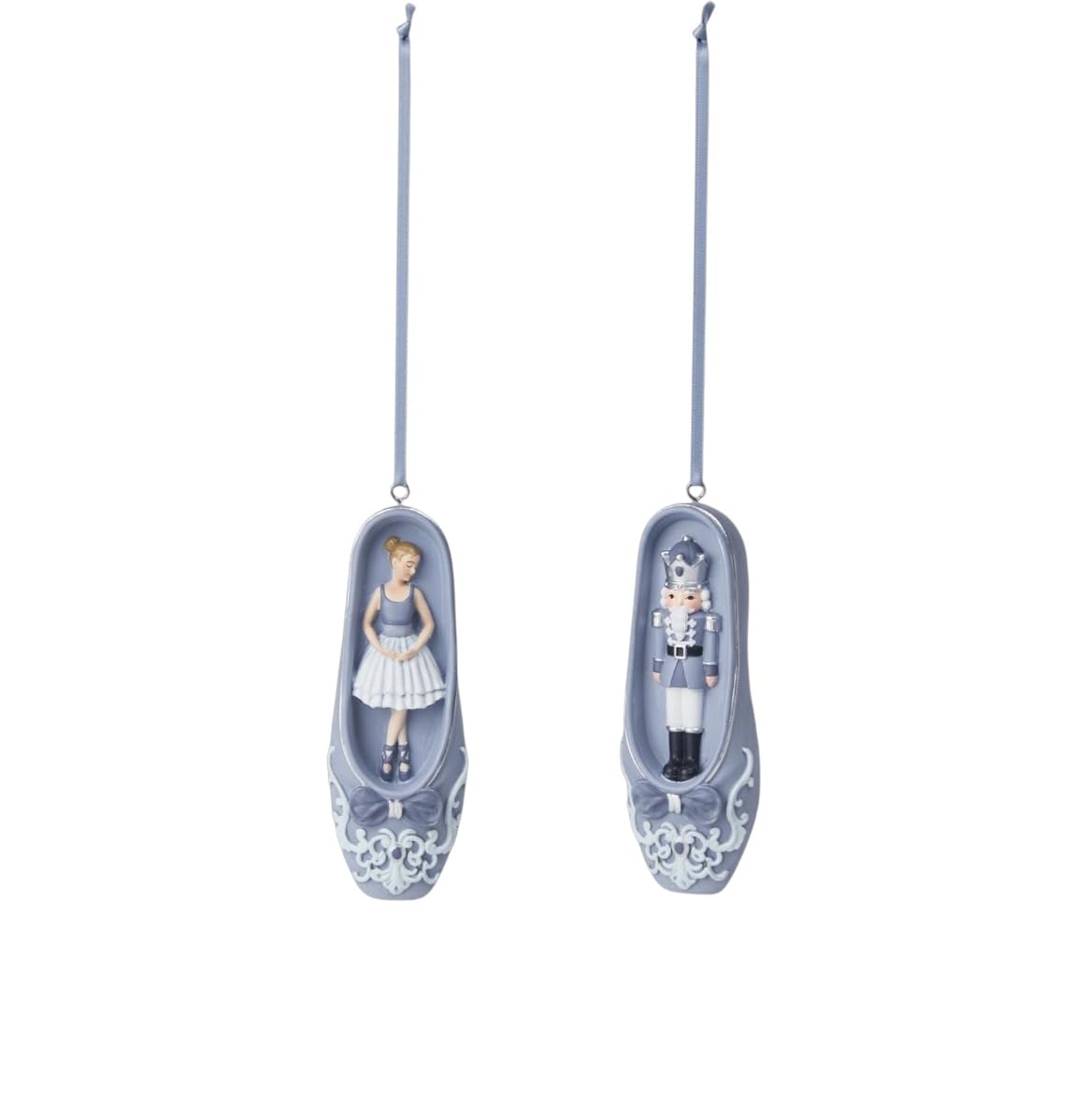 December Diamonds 2 Assorted Blue Ballerina Slippers Ornaments – Hand-Painted Holiday Decorations