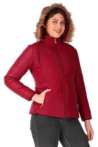 Image of Brazo Girls and Women's Puffer Regular Fit Bomber Jacket For Winter Wear | Hooded Neck | Full Sleeve | Zipper | Casual Jacket For Woman & Girl | Western Stylish Jacket For Women