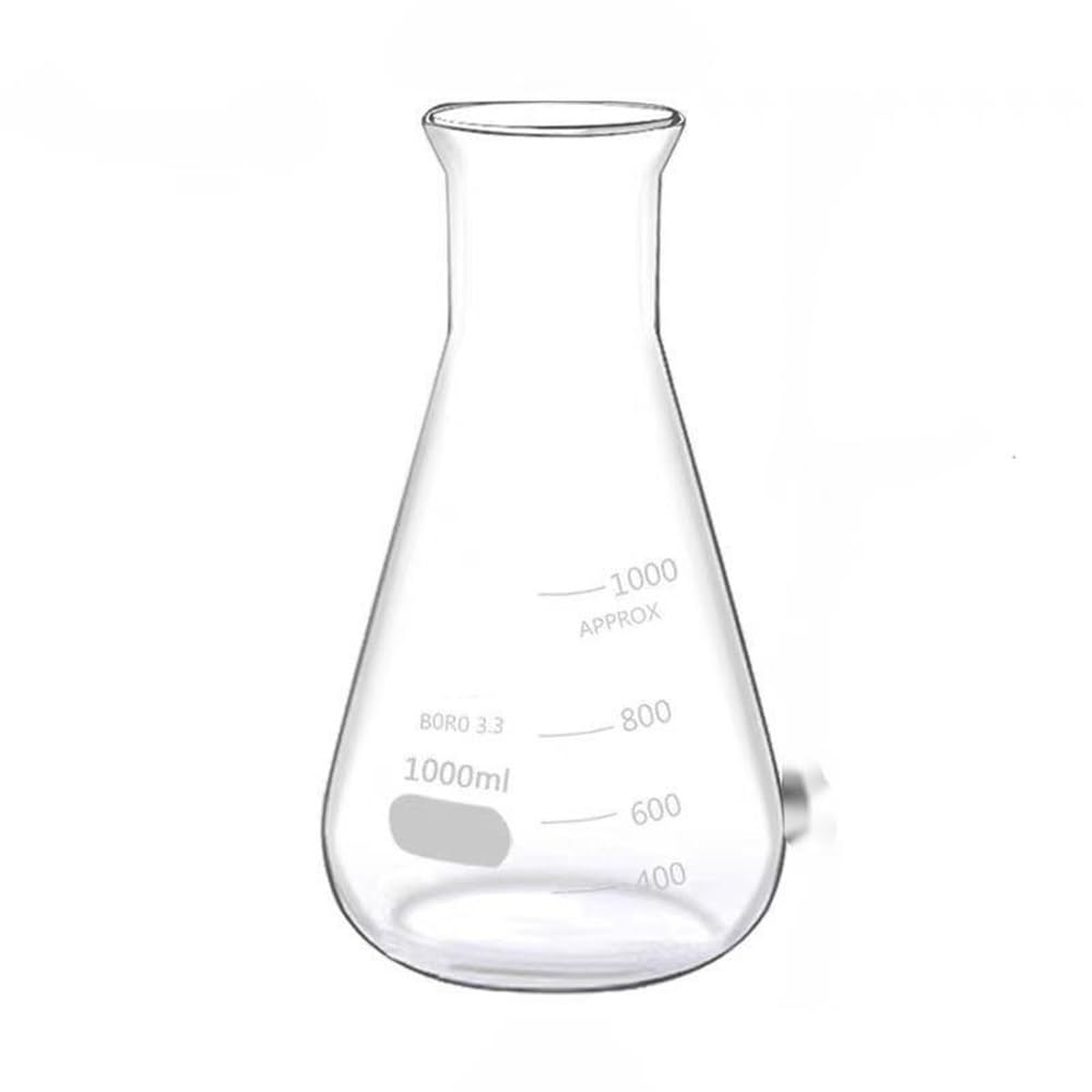 3 Pz Matracci Erlenmeyer Conici Vetro Borosilicato Con Tappo Gomma | Pallone trasparente per laboratorio(1000)