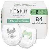 Kit & Kin Premium Öko Windeln Pants Größe 8 (19+ kg), 84 Windeln, Pflanzliche & Hypoallergene Windelhöschen, Zuverlässiger Auslaufschutz, Vegan & Tierversuchsfrei