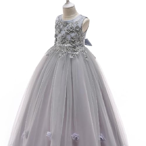 Quenny Children's Princess Dress, Girls' Flower Beaded Catwalk Dress2