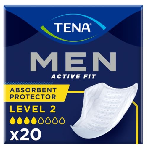 TENA Men Active Fit Level 2 Einlagen fĂĽr mittlere Harninkontinenz - Urologische, hygienische Inkontinenz-BĂĽndchen fĂĽr Erwachsene (1 Packung 20 StĂĽck)