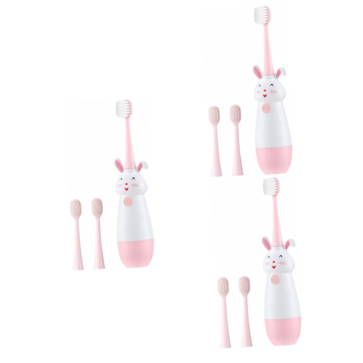 Gatuida 3 Juegos Cepillo Eléctrico Infantil Sónico Rosa Cabezal con Cerdas Suaves para Bebés Diseño de Dibujos Animados Recambios para Niñas