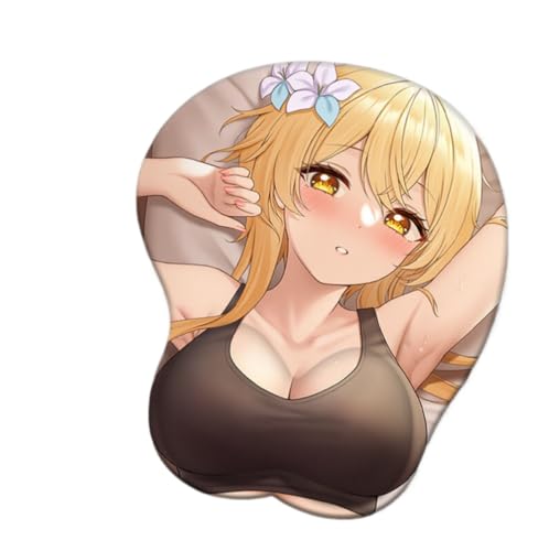 Genshin Impact 3D Cartoon Wrist protected Personalized Computer Decoration Wrist Rest Mouse Pad Ergonomic Design Mouse Pad Silicon Gel Mouse Mat (25.5 * 21.5 * 3CM)