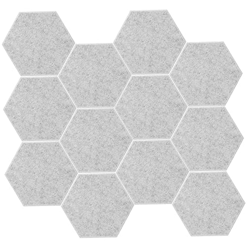 Paneles Acústicos Hexagonales TOYANDONA 12 piezas, Aislamiento de Absorción de Sonido para Estudio en Casa, Teatro, Gris, Fibra de Poliéster miniatura 1