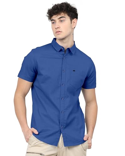 Image of BRUCEWANE Men's 100% Cotton Half Sleeve Shirt