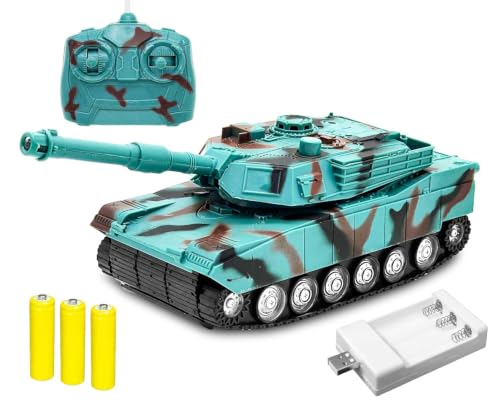Image of VGRASSP Remote Control Army Tank Toy for Kids with Lights and Sound - Military Vehicle Toy with Rechargeable Batteries and USB Battery Charger - 4 Function RC Battle Tank - Color As Per Stock