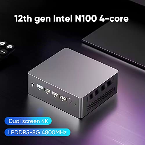 KingnovyPC 12th Gen Quad 4K Mini PC Windows 11 Alder Lake N100, 8GB LPDDR5 4800Hz 512GB mSATA SSD, Up to 3.4GHz, WiFi6, Dual HDMI DP 4*USB Desktop Computer Office Home – Bild 7