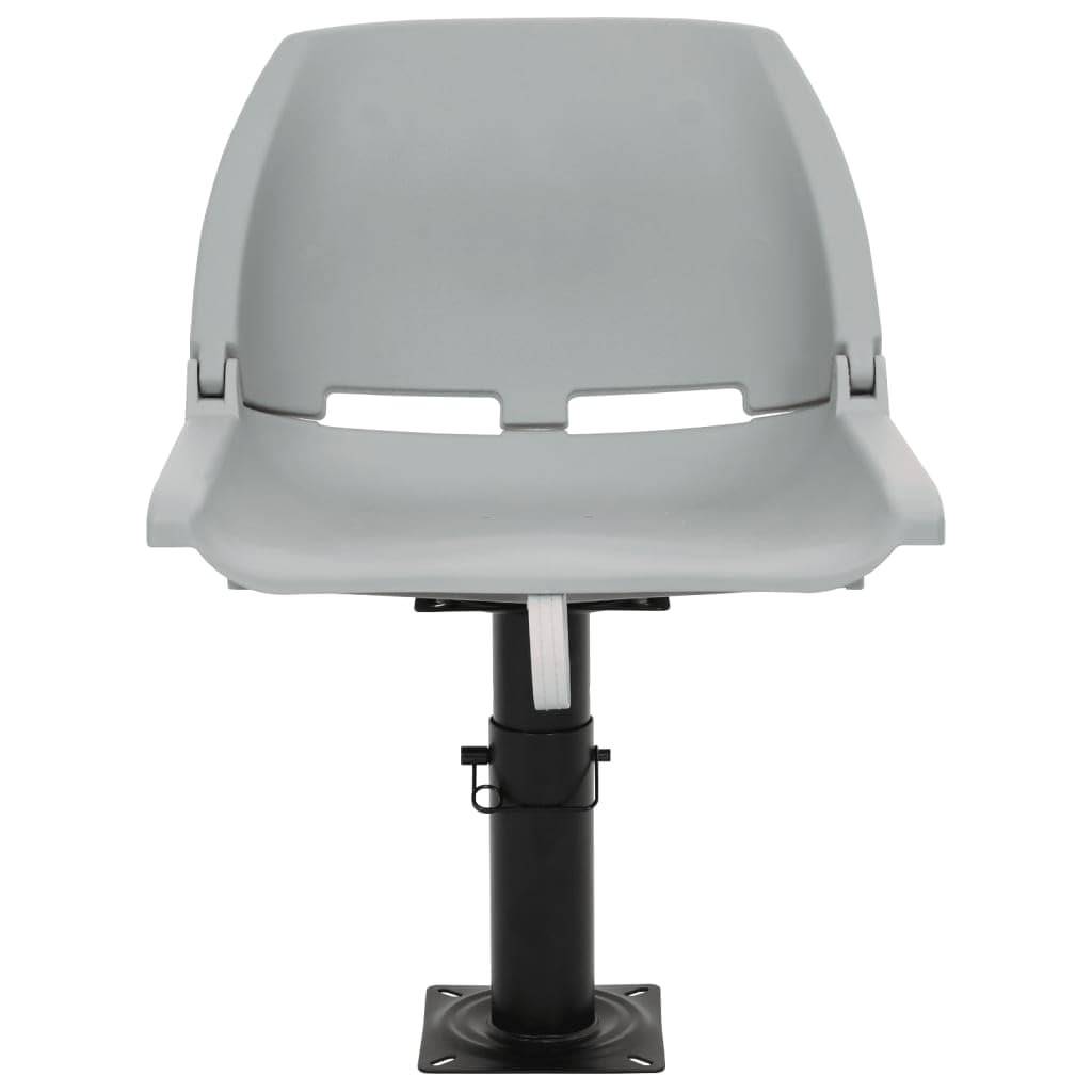 Set di 2 sedili per barca, pieghevole, grigio, 48 x 51 x 41 cm | Altezza regolabile 28-45,5 cm, base in acciaio verniciato a polvere, manico in acciaio inox, compatibile universalmente