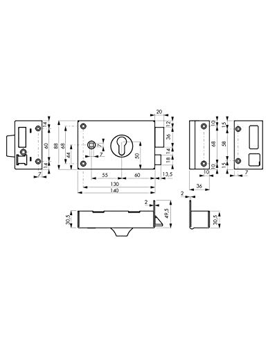 THIRARD FABRICANT DE SECURITE DEPUIS 1920 Thirard 00086110 Case 140 x 88 mm-Straight Version Lock- Horizontal Wall Light- Easy to Use-2-Turn Mechanism - Image 2