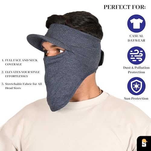Image of R2 Cotton Visor Face Mask | Unisex Balaclava | Full Face Ninja Mask | Unisex Bike Riding & Cycling, Anti Pollution Dust & Sun Protection Full Face Cover Reusable Visor Mask