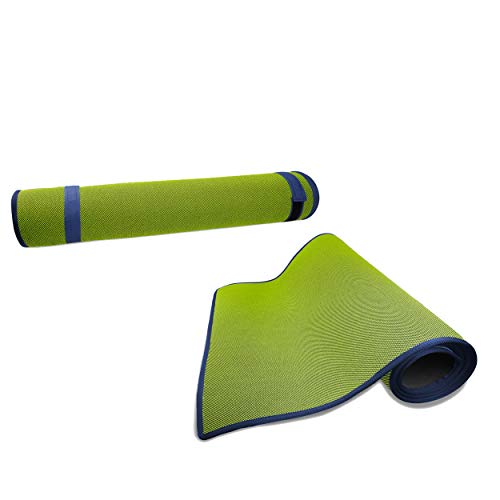 EVA Acupressure Yoga & Exercise Mat with Belt & Carrying Bag (4mm Thick_Green:Blue Border)