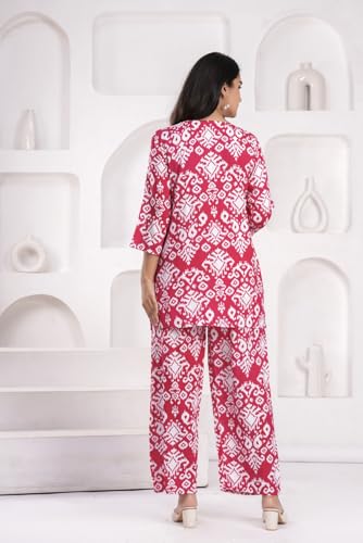 Image of YAZIA Women Cotton Lounge Wear Set - Printed Top & Pyjama Co-Ord Set | Soft Breathable Fabric | Daily, Nightwear & Home Wear | Small to 3XL
