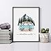 Adventure Awaits Art Print Travel Poster Mountain Wall Decor Blue Tour Bus Painting Wanderlust Gift for Traveler 8x10 inch No Frame
