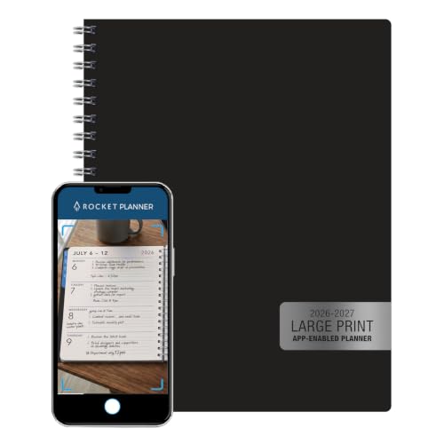 Excello Brands APP Enabled Large Print Academic Year (April 2026 - June 2027), 15 Month 8.5 x 11 100gsm Paper Planner Powered by ROCKETPLANNER APP, Syncs events to Digital Outlook Google Apple Calendars