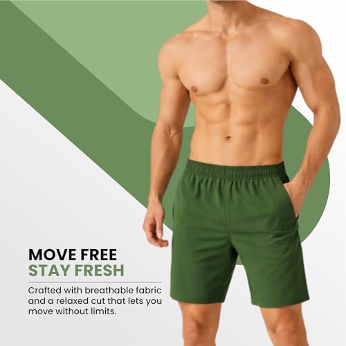 Image of NINQ Workout Half Pant for Man | Gym Shorts for Men with Drawstring Waist & 2 Zipper Pockets | Stylish Lightweight Shorts Pant for Men Sports