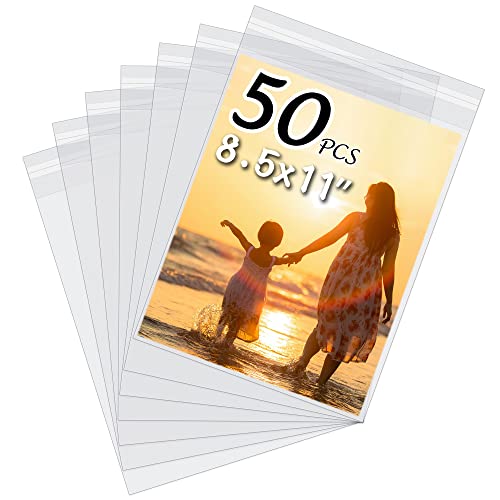 50 Pack Acid-Free Crystal Clear Sleeves Storage Bags for 8.5x11 Art Prints/Pictures/Photos/Framing...
