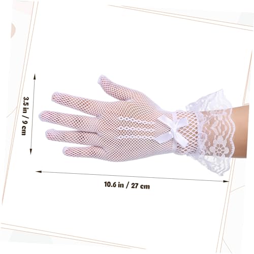 12 Pairs Lace Wedding Gloves for Women Tulle Gloves with Rhinestones Bows Comfortable Breathable Mesh Design for Weddings Tea Parties and Formal Events2