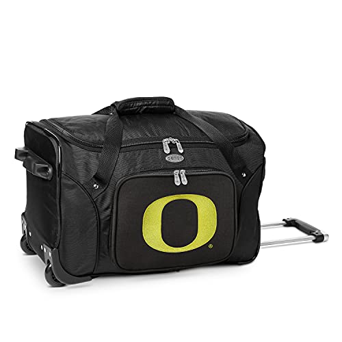 University of Oregon Ducks Lightweight 22-inch Wheeled Duffel Bag with Telescopic Handle - Perfect Overnight Bag for Travel, Weekend Getaways, Airports, Gym, and Commuting