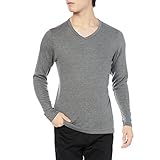 [ヘインズ] ロングTシャツ あったかインナー 防寒着 フリース素材 厚手インナーシャツ 長袖 暖かい 起毛 Vネック ウォームTシャツ HM4-Q509A メンズ チャコール LL