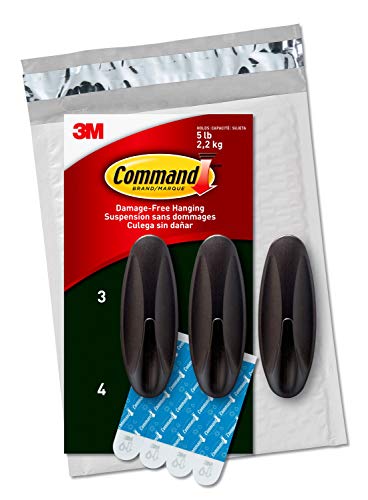 Command Outdoor Hooks, Decorate Damage-Free, Holds 5 lbs, 3 hooks, 4 strips (AW083BZ-3NA)