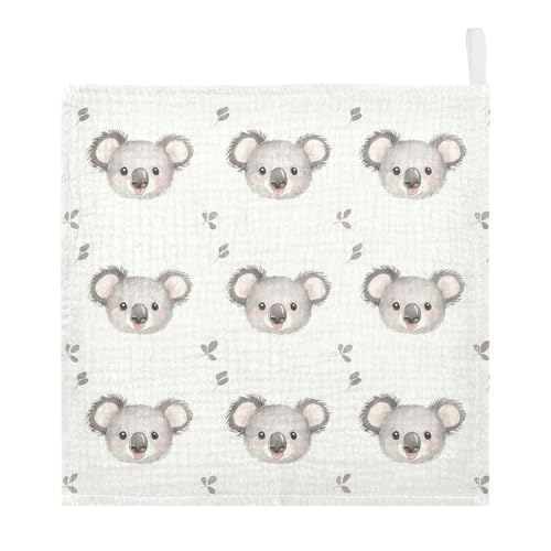 Image of vvfelixl Cartoon Simple Koala Bear Baby Burp Cloths Baby Muslin Washcloths for Boys Girls Cotton Babys Face Towel for Newborn Infants Soft and Absorbent 11.8 X 11.8 in, 5 Pack