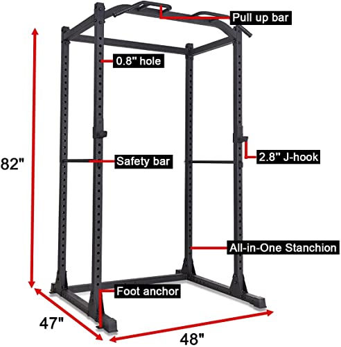 papababe Squat Rack 1200-Pound Capacity Strength Training Power Cages for Home Gym Equipment
