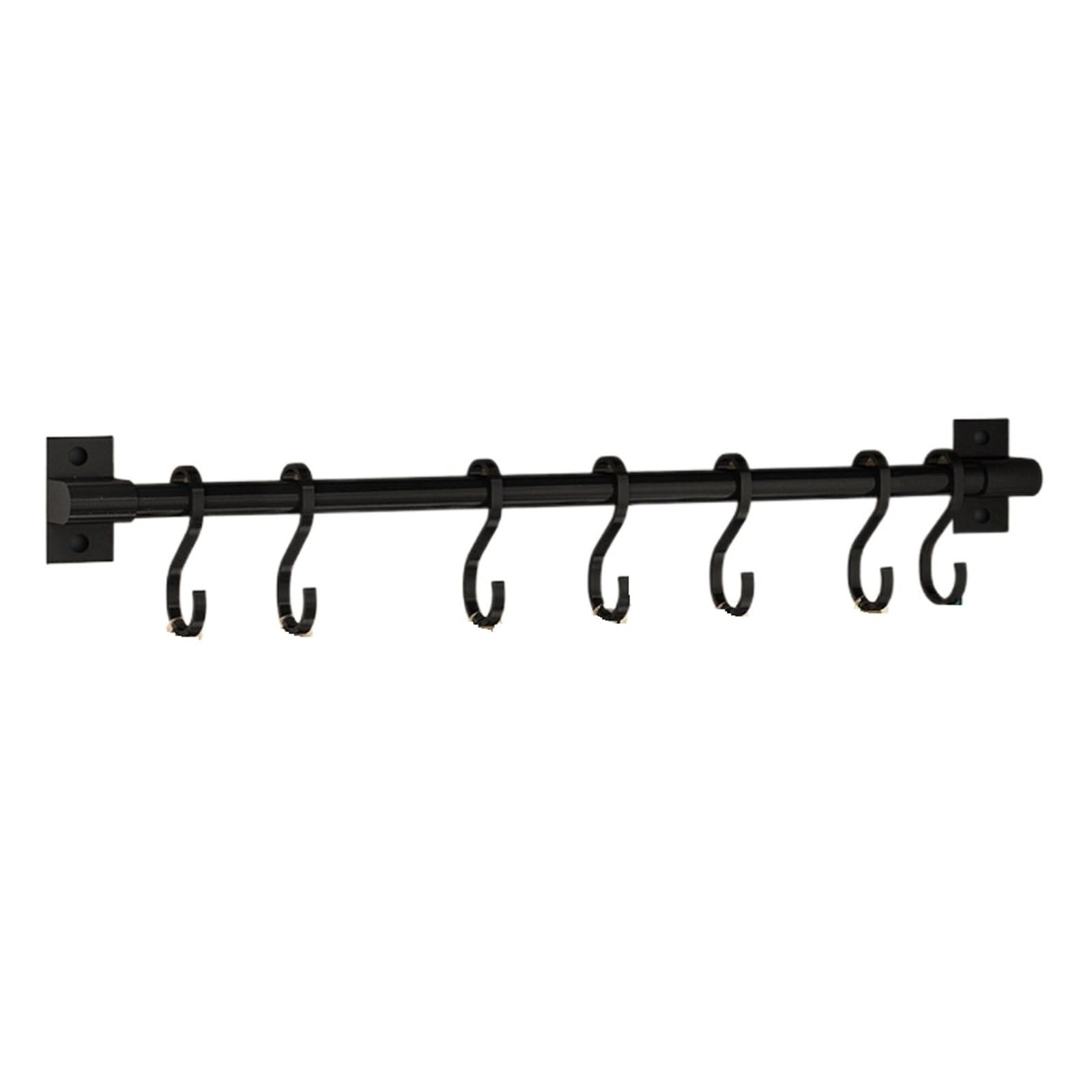 SparklWLeaf Wall-Mounted Kitchen Rails Wall Mounted Kitchen Hook Rack Hangers Rail Utensils(50CM Black)