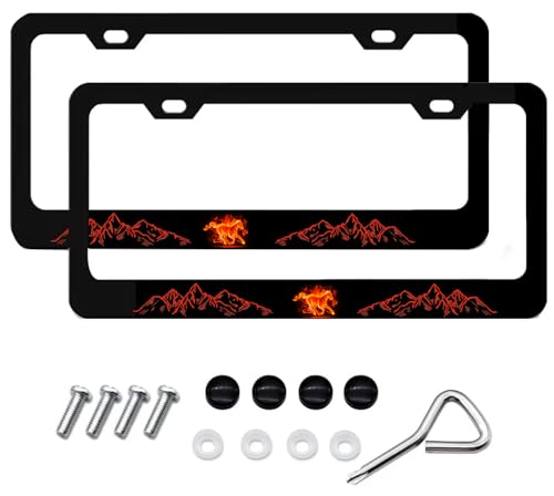 License Plate Frame 2 Pack Horse Metal License Plate Frames Premium Aluminum Alloy Weather Proof fit for Bronco Mustang