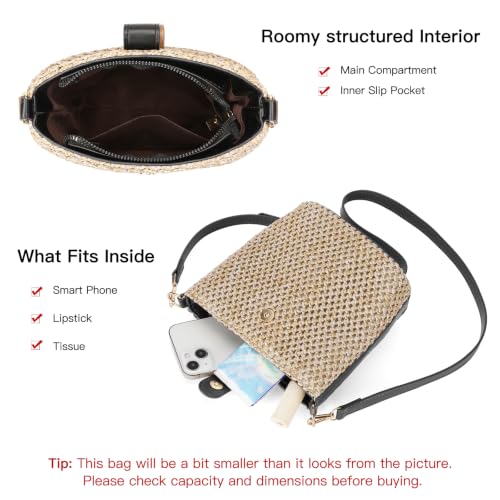 Image of RNIEGA Small Straw Crossbody Bag for Women Woven Summer Shoulder Phone Purse Beach Handbag for Vacation