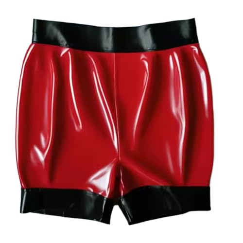 ZQIAOYUUPHOWF Catsuit für Damen, 100 % Latex, Gummi, Sport-Shorts, eng, Cosplay, handgefertigt, Damen Rot, M
