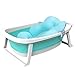 Fayelong Baby Vasca Da Bagno Pieghevole Bagnetto Vaschetta Bambini Ispessimento Grande Doccia Con Tappetino / Tappetino Di Sicurezza E Pistone Di Scarico Sensing Di Temperatura Per 0-8 Anni (Blu)