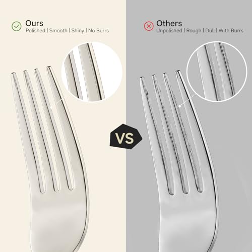 Silverware Set for 8, 40 Piece Heavy Duty 18/10 Stainless Steel Flatware Set, Mirror Polished Cutlery Utensils with Knives Forks & Spoons, Dishwasher Safe - HIKAA - image 3