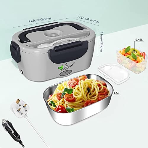 Vovoir Car Electric Heating Lunch Box 60W 12V/24V/220V 3 in1 Home Electric Thermal Lunch Box Food Heater Warmer for Heat Preservation,Office, School, Traveling