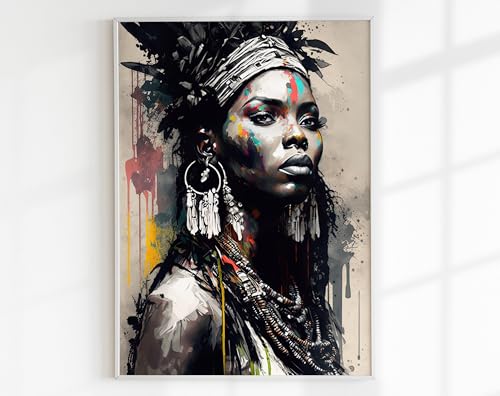 Tableau abstrait femme africaine TONGYINLI toile 30x40cm