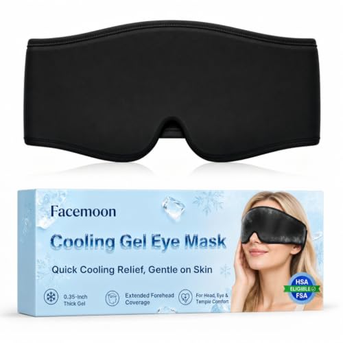 Cooling Gel Eye Mask Sleep: FSA -HSA Eligible Cold Compress for Puffy Eyes & Migraine Relief - Reusable Gel Weighted Sleeping Mask for Dark Circles & After Surgery Eye Care Ice Pack for Eyes Black