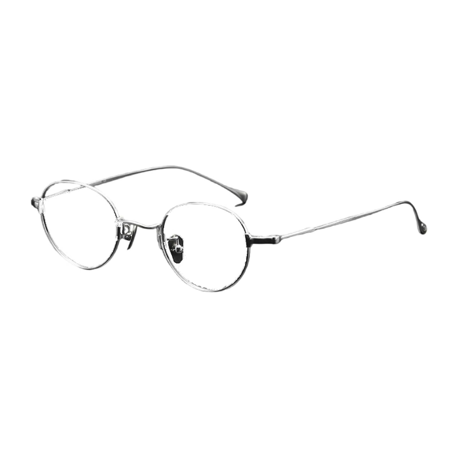 Okrągłe, sztuczne okulary, lekkie oprawki do okularów, tytanowe oprawki do okularów, okulary z soczewkami, oprawki do okularów dla kobiet i mężczyzn(Silver)