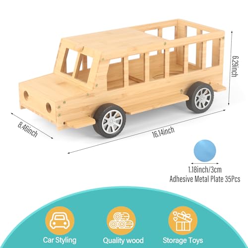 Image of Bus for TonieBox 1 /2Shelf Storage Holder for Tonies Figures, Car Organizer for Tony Box Display for 35 Tonie Characters(with 35Pcs DIY Magnetic Adhesive Metal Plate) for Children