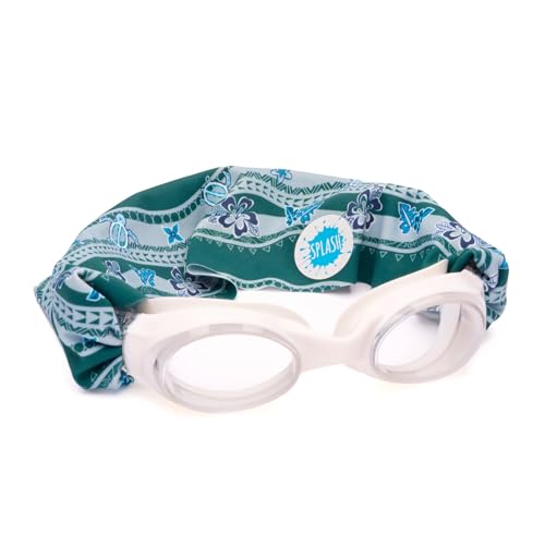 Image of Splash Place KIDS SWIM GOGGLES with Fabric Strap - TURTLE TURNPIKE | Tangle-Free, Swimming Goggles for Kids, Comfy Fabric Strap Goggles
