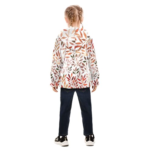 OTVEE Watercolor Autumn Leaves Kids Hoodie Jacket Fall Spring Full Zip Warm Outwear Coat4