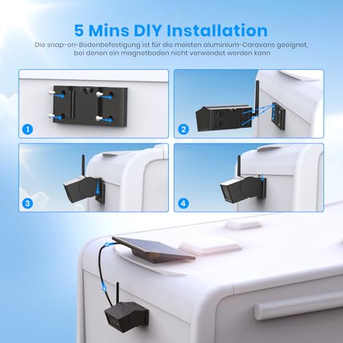 AUTO-VOX Solar Rückfahrkamera Kabellos Set mit IR Nachtsicht, 7' 1080P Funk Digital...