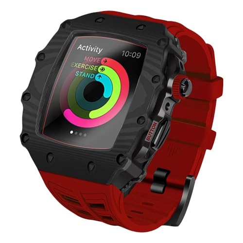 Bracelet Apple Watch 45mm en fibre de carbone luxe, finition agate élégante