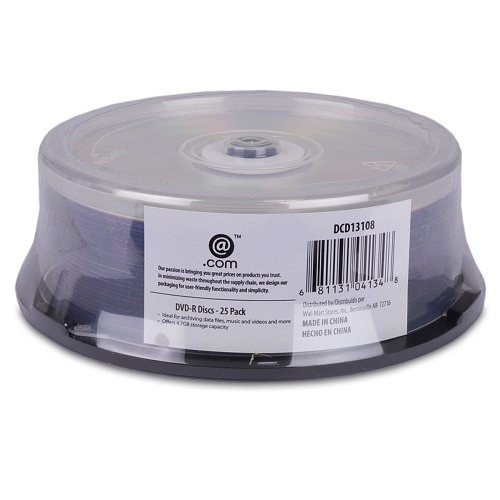 @.com DCD13108 16x 4.7GB 120-Minute DVD-R Media - 25 Discs Spindle