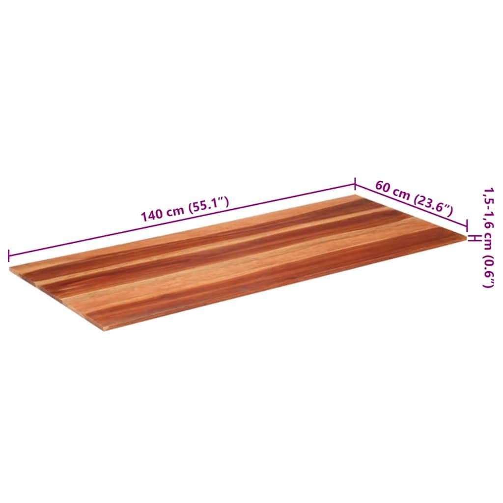 vidaXL Piano in legno massello di acacia ricambio per tavolo da pranzo, 15-16 mm, 60 x 140 cm