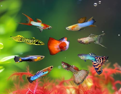Swimming Creatures 5 Pack Assorted Fancy Guppy Live Tropical Freshwater Aquarium Fish