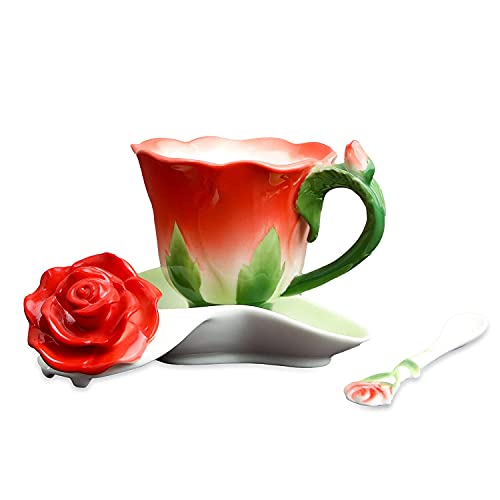 Beddinginn Pink Tea Cups and Saucers (Red)