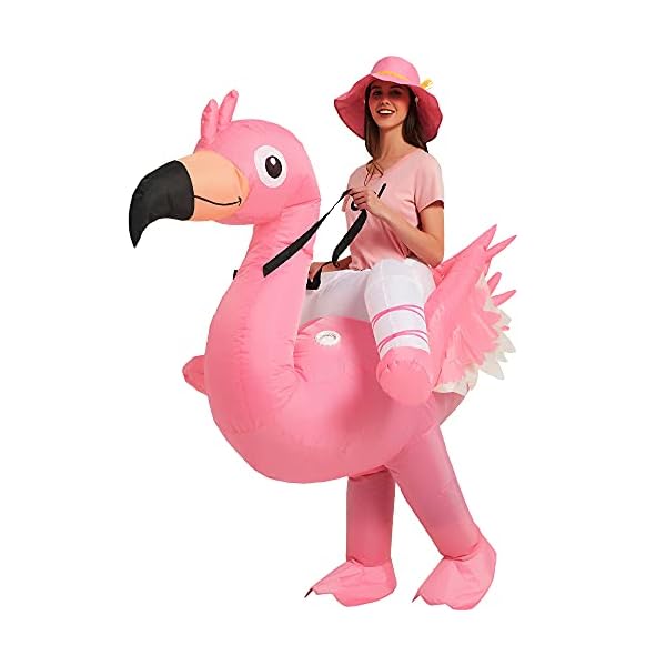 One casa inflatable flamingo costume riding on flamingo air blow up funny fancy dress party halloween costume for adult - image 5