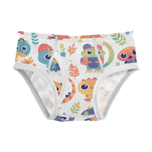 KLL Colorful Pattern with Cute Chameleons Little Boys Cotton Athletic Underwear Cute Children Undies