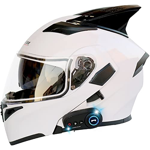 Letetexi Bluetooth Integrado Casco Moto Modular HD Negro Marrón Lente Auriculares y Micrófono Integrados Casco de Carreras de Cara Completa Diseño 54~63CM Cover