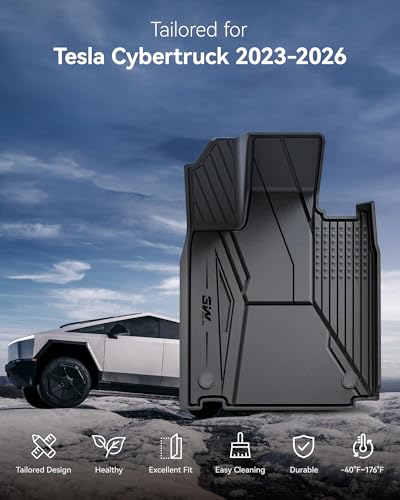 Image of 3W Floor Mats Set for Tesla Cybertruck 2023 2024 2025 2026, Frunk Liners | Rear Cargo Liners All Weather Protection Waterproof, Gear Locker Mats Custom TPE Cargo Trunk Accessories for Tesla, Black